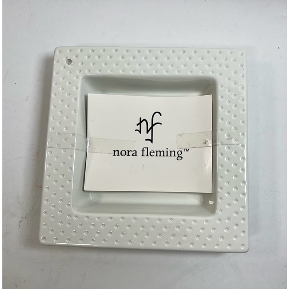 NWT Autographed Nora Fleming Swiss Dot Square Platter -retired-rare